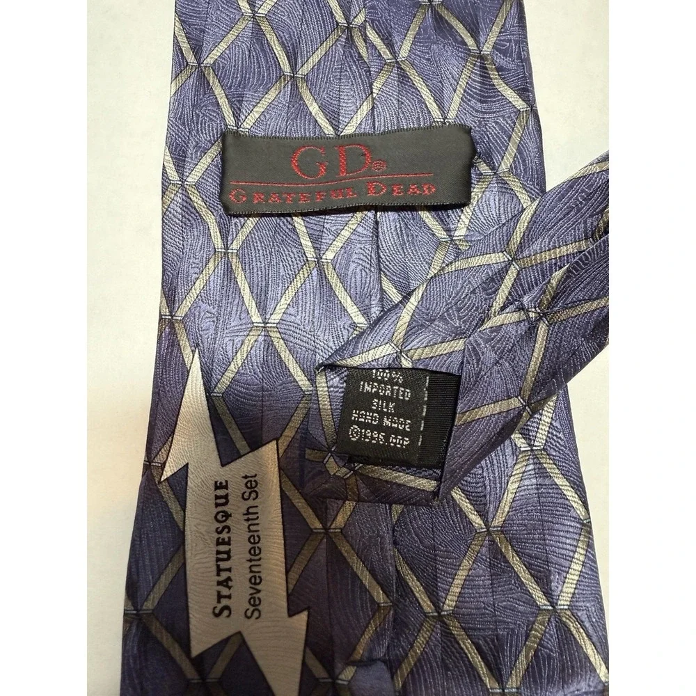 Grateful Dead Tie Statuesque 17th‎ Set VTG 1996 Blue Geometric Jacquard Stealie